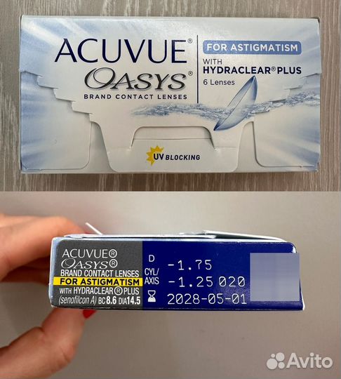Линзы acuvue oasys astigmatism -1,75 -1,25/020/8,6