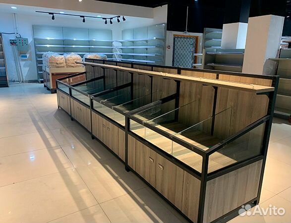 Торговые стеллажи, витрины в стиле лофт на заказ