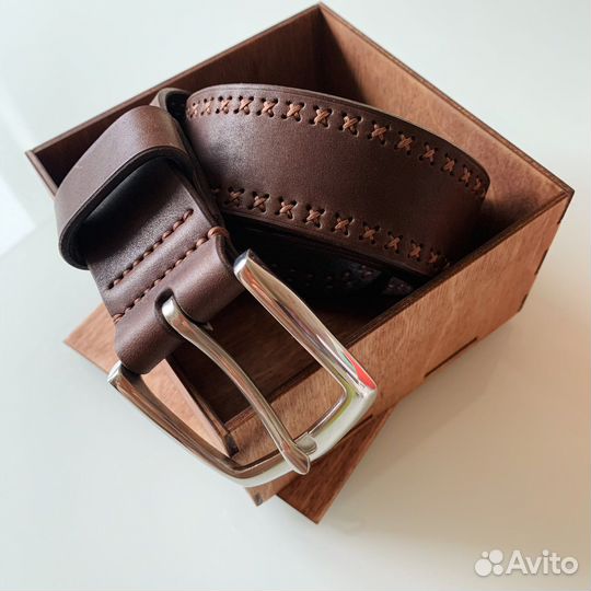 Мужской кожаный ремень ручной работы