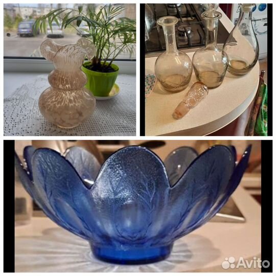 Ваза и графины, для фруктов стекло СССР