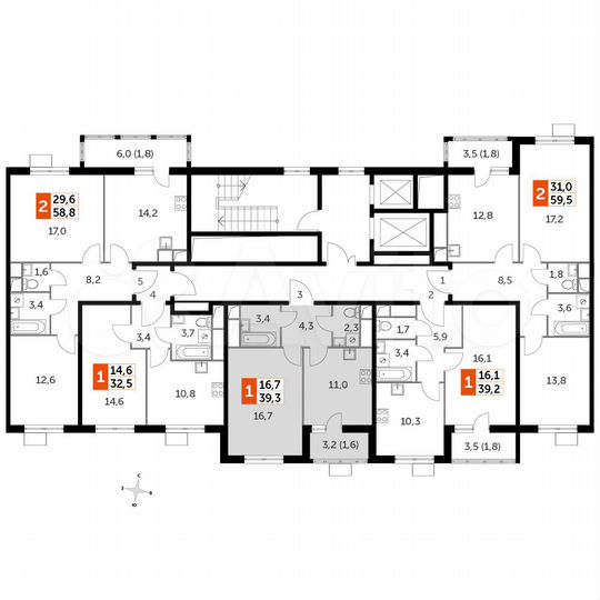 1-к. квартира, 39,3 м², 5/16 эт.