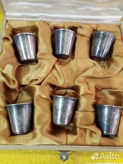 Стопки серебро позолота набор 60 годы