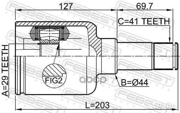 ШРУС внутренний левый 29X44X41 ford transit 14