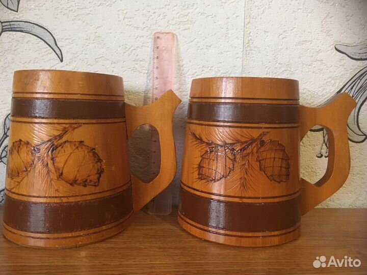 Пивная деревянная кружка 2 штуки