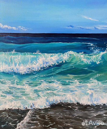 Картина маслом бушующее море. Картина волна