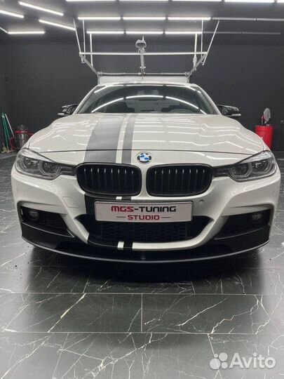 Губа стиль M-Performance черный мат BMW 3 F30 ф30