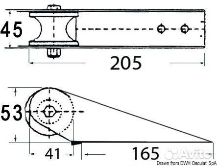 Носовой роульс для небольших судов 205 x 45 x 53 мм, Osculati 01.118.80