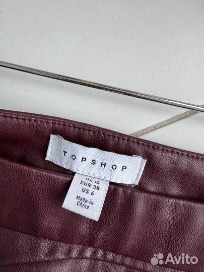 Юбка кожаная бордовая topshop