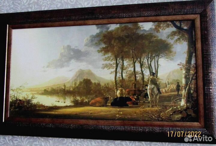 Картина 17 века на холсте, Голландия - А. Кейп