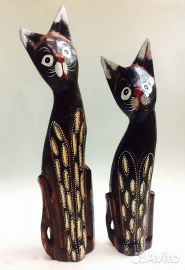 Статуэтки Деревянные коты пара влюбленных подарок