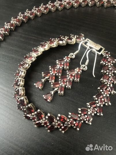 Серьги серебро с гранатом