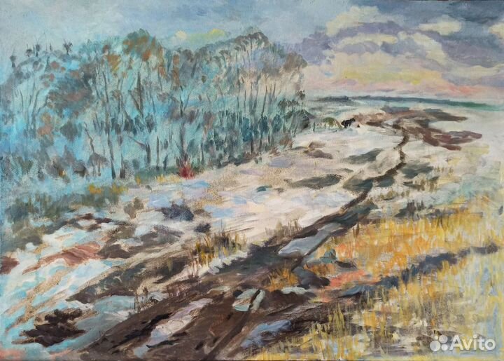 Картина маслом на холсте зима/Бронь/ Подарок