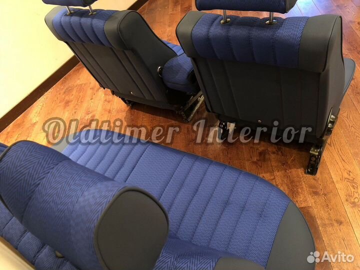 Синяя ёлочка ткань для MB W123