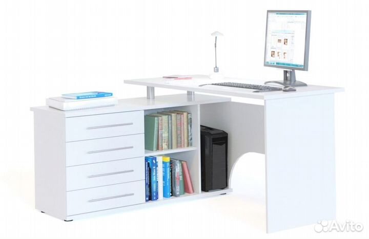 Угловой письменный стол белый