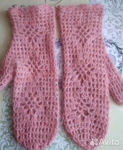 Варежки пуховые ажурные