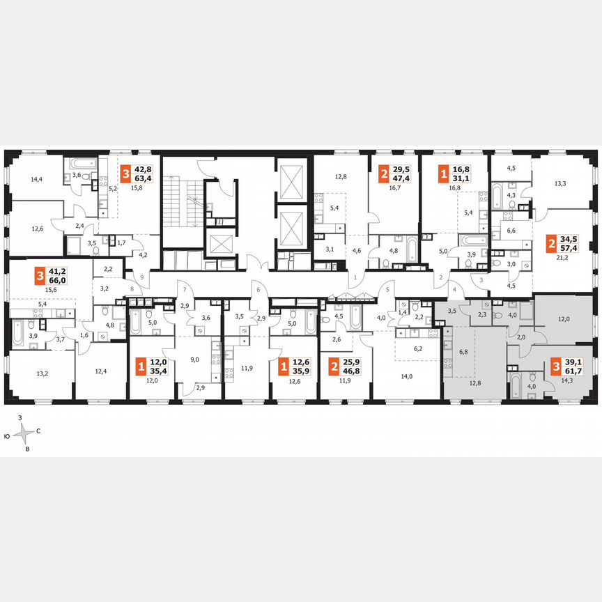 2-к. квартира, 61,7 м², 2/27 эт.