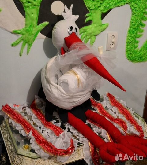 Аист на вписку из роддома и для фото и др