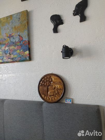 Панно, барельеф, дерево Настенная тарелка