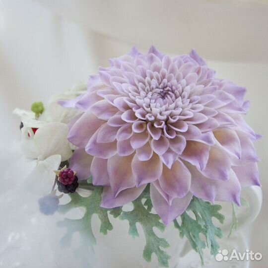 Цветы из холодного фарфора ручной работы в кружке