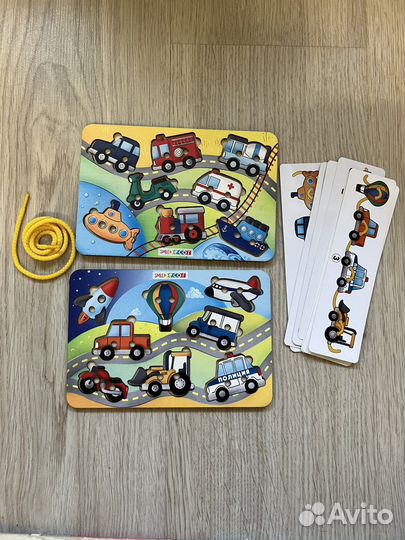 Сортер, деревянные вкладыши, шнуровка, пакетом