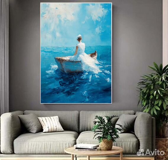 Большая картина маслом Девушка и Море подборка