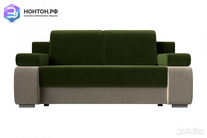 Диван еврокнижка Денвер микровельвет зеленый / беж
