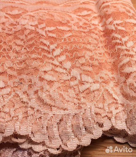 Кружево Купон гипюр метраж СССР винтаж цвет лосось