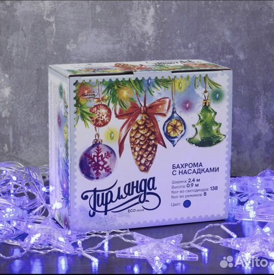 Новая гирлянда звезды синие