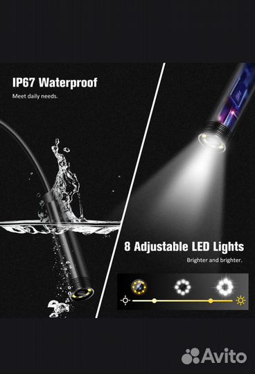 Видео эндоскоп с экраном 4.3дюйма, 1080р, 5м
