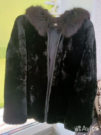 Шуба мутон с капюшоном