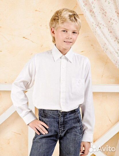 Рубашка белая для мальчика 134