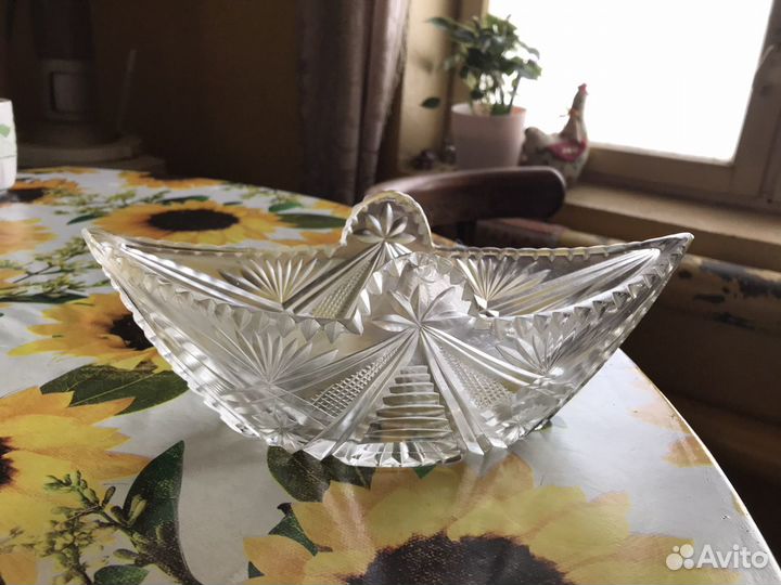 Конфетница ладья хрусталь СССР