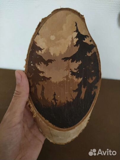 Картина на спиле дерева, ручная роспись