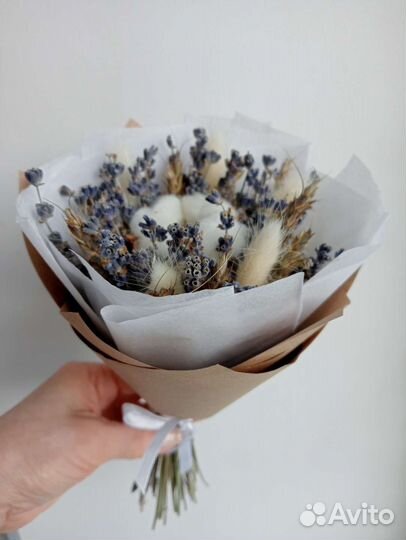 Букет из хлопка, лаванды