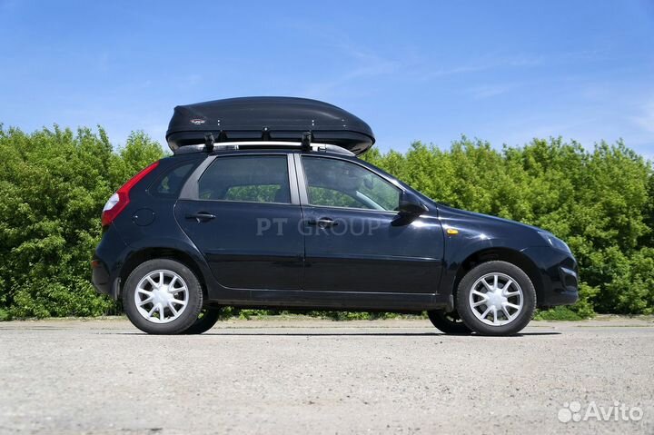 Автобокс багажник на крышу LADA Kalina черный 410