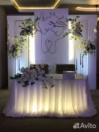 Украшение зала на свадьбу, оформление свадебное