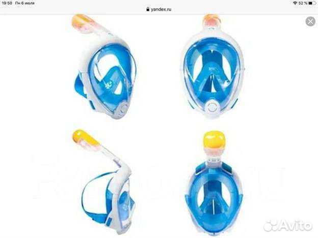 Маска Easy Breath для подводного S/M голубые