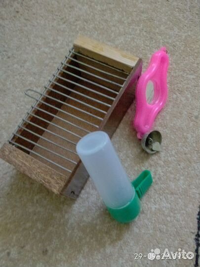 Переноска для птиц, поилка, зеркало