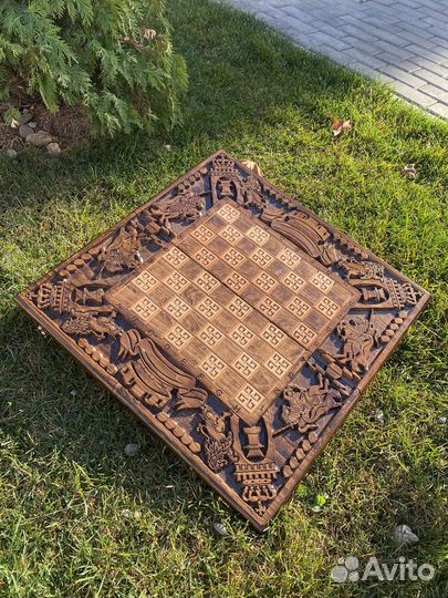 Шахматы нарды шашки 3 в 1 ручная работа дерево