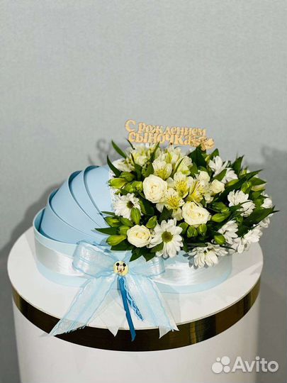 Букет на выписку в колясочке