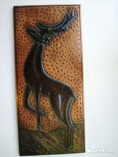 Картины - олень и птицы - Чеканка СССР