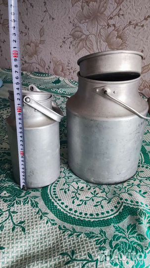 Бидон алюминиевый и черпак молочный СССР