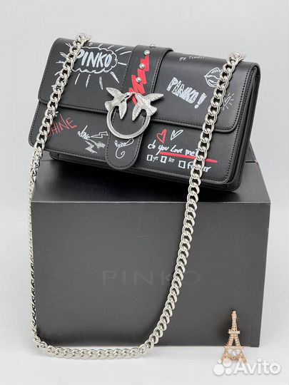 Сумка Pinko graffiti, натуральная кожа, премиум качество