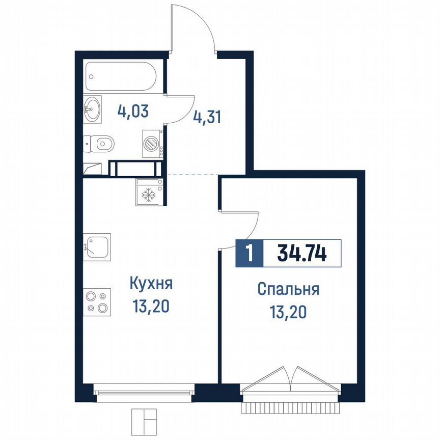 1-к. квартира, 34,7 м², 14/18 эт.