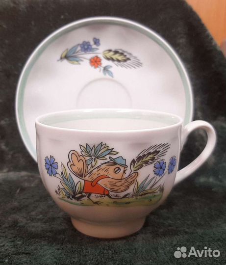 Детские чайные пары и сахарница, винтаж, Дулёво