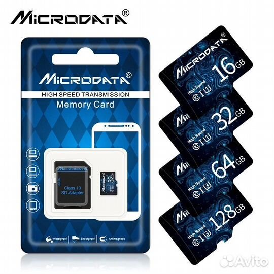 Карта памяти Microdata microSD TF новая. 64Г