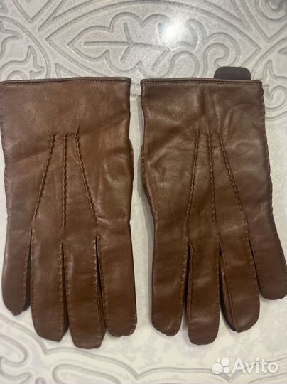 Ermenegildo zegna кожаные перчатки коричневые