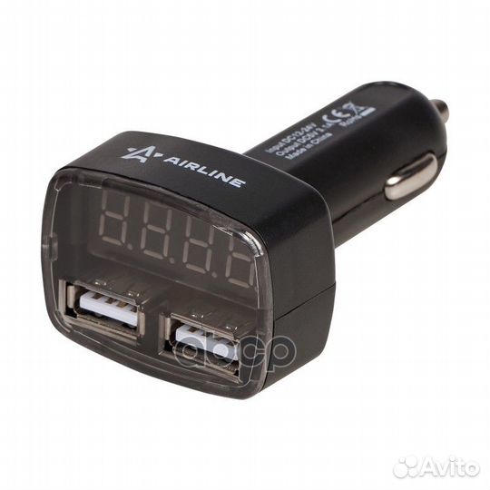 Вольтметр в прикуриватель 12/24V +2USB 3,1A (AI