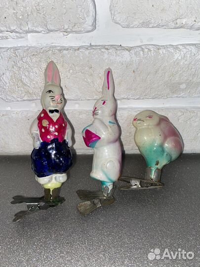 Елочные игрушки, СССР, заяц, кролик