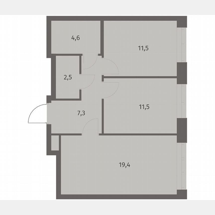 2-к. квартира, 56,7 м², 3/11 эт.